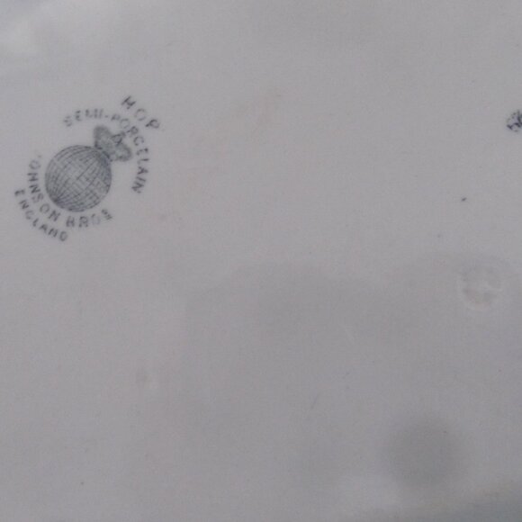 Gray Blue Transferware Platter Antique Johnson Bros HOP Pattern Dinnerware - Picture 7 of 8